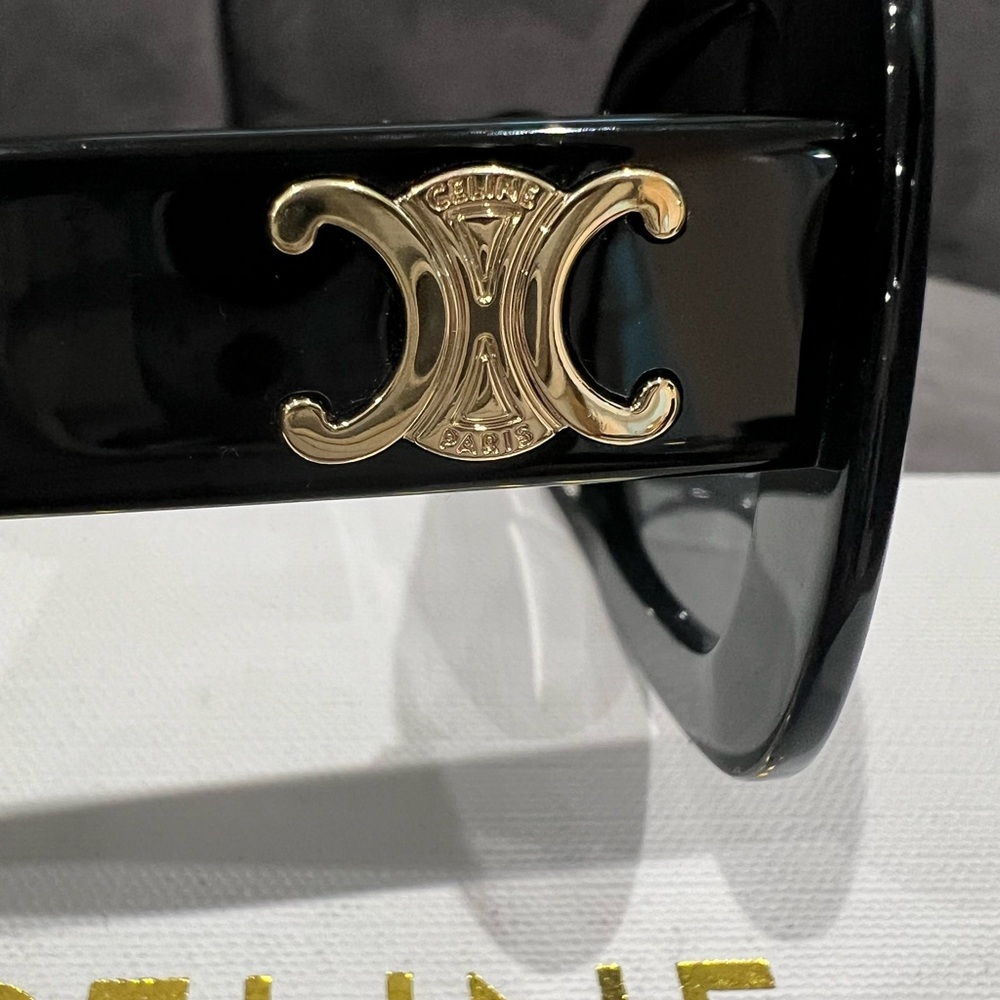 Celine Black Sunglasses with Triomphe Gold Accent - Picture 10 of 17